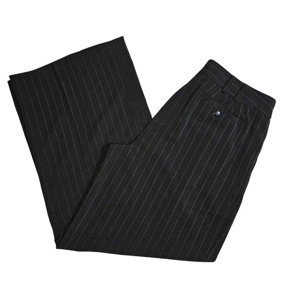 Spiegel Black Pinstripe Straight Leg Pants